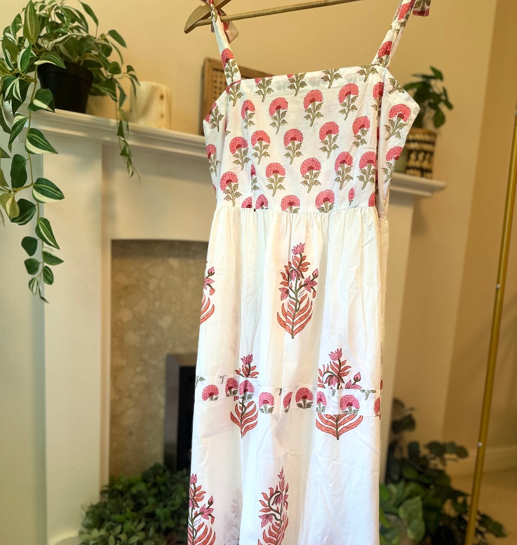 Pink & White Bow Sun Dress